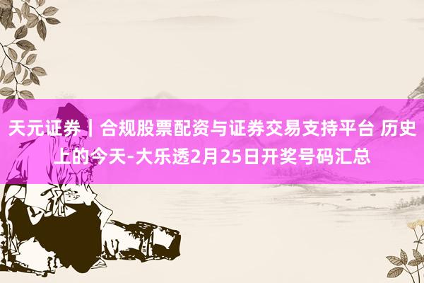 天元证券｜合规股票配资与证券交易支持平台 历史上的今天-大乐透2月25日开奖号码汇总