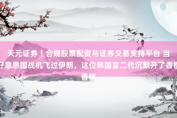 天元证券｜合规股票配资与证券交易支持平台 当好意思国战机飞过伊朗，这位韩国富二代沉默开了香槟