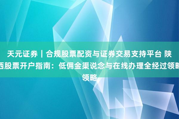 天元证券｜合规股票配资与证券交易支持平台 陕西股票开户指南：低佣金渠说念与在线办理全经过领略