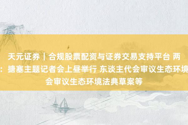 天元证券｜合规股票配资与证券交易支持平台 两会当天看点：搪塞主题记者会上昼举行 东谈主代会审议生态环境法典草案等